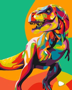 Картина по номерам "Радужный тиранозавр" Brushme GX35668 40х50 см GX35668 фото