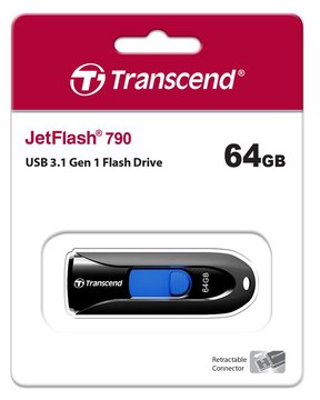 Накопичувач Transcend 64GB USB 3.1 Type-A JetFlash 790 Black (TS64GJF790K) TS64GJF790K фото