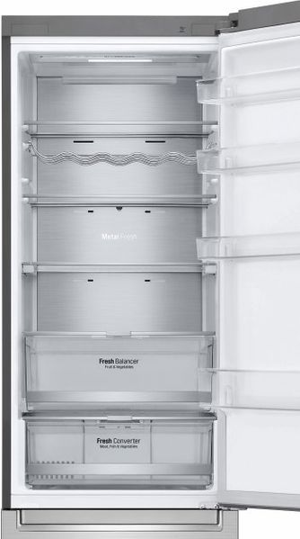 Холодильник LG з нижн. мороз., 203x60х68, холод.відд.-277л, мороз.відд.-107л, 2дв., А+++, NF, лін., диспл зовн., зона св-ті, Metal Fresh, нерж (GW-B509PSAP) GW-B509PSAP фото