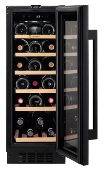 Холодильник Electrolux встр. для вина, 82x30х57, полок - 6, зон - 1, бут-20, ST, черный+нерж EWUS020B5B фото