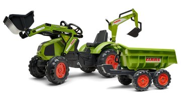Дитячий трактор на педалях з причепом, переднім та заднім ковшами Falk CLAAS AXOS (колір - зелений) (1010W) 1010W фото