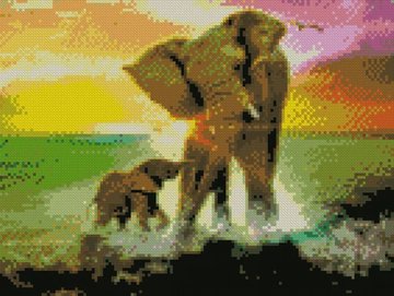 Алмазная мозаика «Слониха с детенышем» Strateg 30х40 см (HX211) HX211 фото