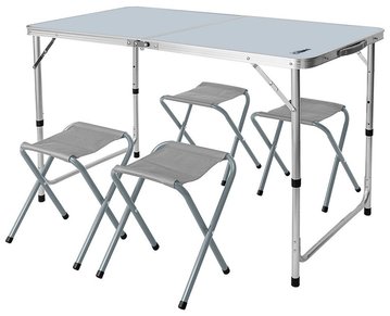 Набір стіл та стільці розкладні Neo Tools, стіл 120х60х54(74)см, 4 стільці, 6.9кг (63-159) 63-159 фото