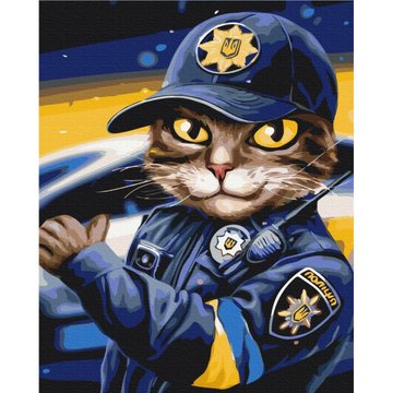 Картина по номерам "Котик полицейский" © Марианна Пащук Brushme 40х50 см (BS53237) BS53237 фото