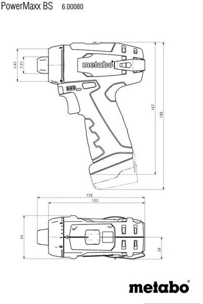 Шуруповерт-дрель аккумуляторная Metabo POWERMAXX BS BASIC, 12В 2х2Ач, 17/34Нм, 0-360/0-1400об/мин, 0.8кг 600984500 фото