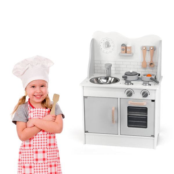 Детская кухня из дерева с аксессуарами Viga Toys PolarB серый (44049) 44048 фото