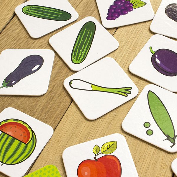 Детские учебные пазлы. Изучаем овощи и фрукты , 14 развивающих игр в наборе (13203004) 13203004 фото