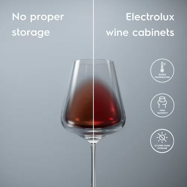 Холодильник Electrolux вбуд. для вина, 82x30х57, полок - 6, зон - 1, бут-20, ST, чорний+нерж EWUS020B5B фото