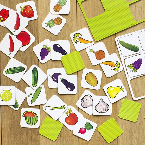 Дитячі навчальні пазли. Вивчаємо овочі та фрукти 13203004, 14 розвиваючих ігор в наборі 13203004 фото