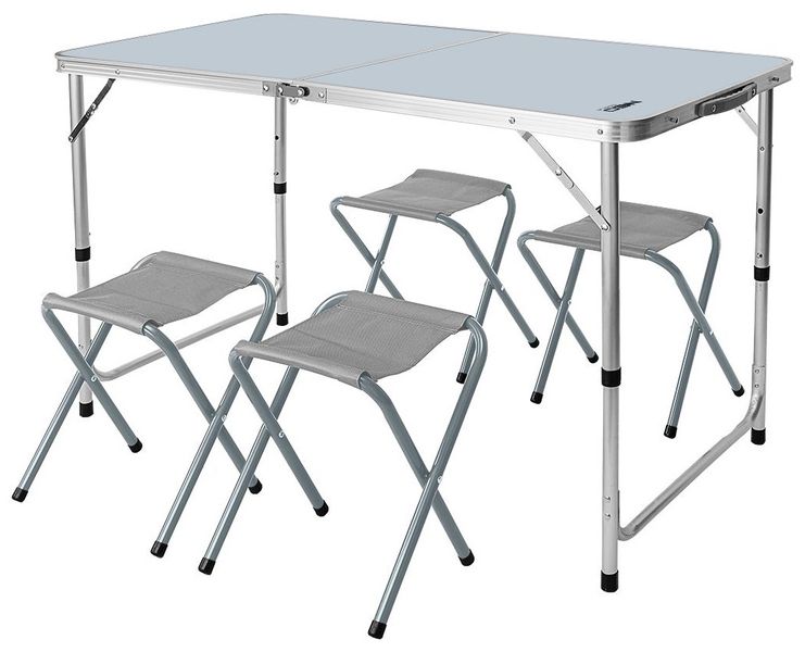 Набір стіл та стільці розкладні Neo Tools, стіл 120х60х54(74)см, 4 стільці, 6.9кг (63-159) 63-159 фото
