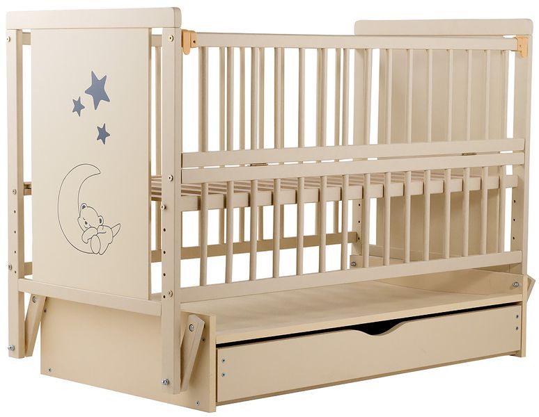 Ліжко Babyroom Ведмедик M-03 маятник, ящик, відкидний бік бук слонова кістка BR-624465 фото