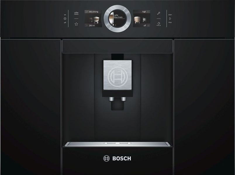 Кофемашина Bosch встраиваемая, 2.4л, зерно+молотая, автомат.капуч, LED-дисплей, авторецептов -8, черно-серебряный CTL636ES1 фото
