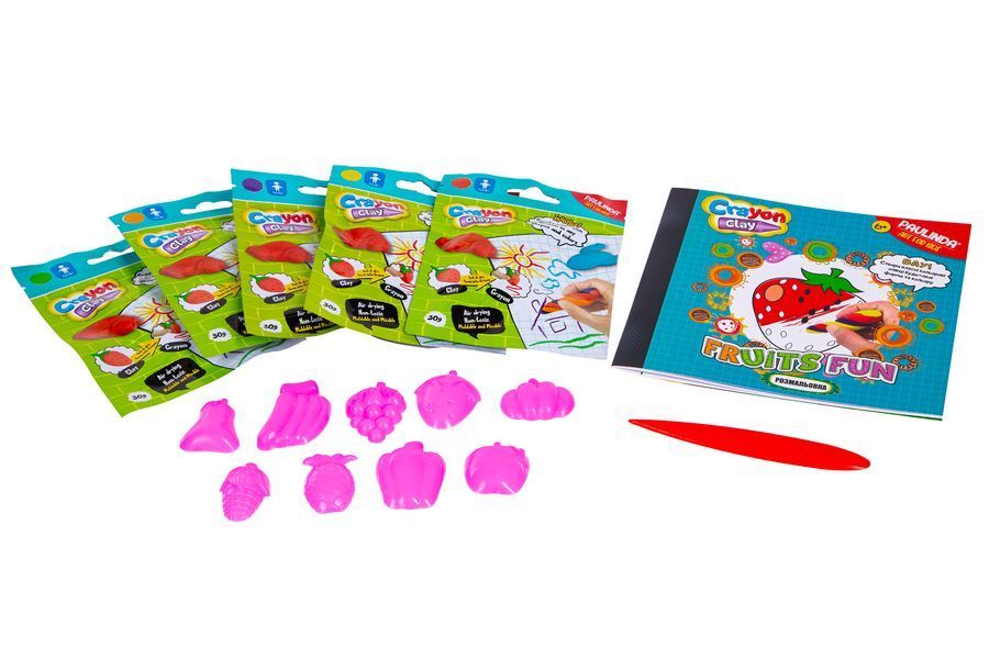 Набір для творчості Paulinda Crayon clay 2 в 1 &laquo;Фрукти&raquo; з розмальовкою та аксесуарами - Уцінка PL-194011 фото