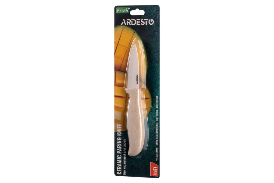 Нож керамический для овощей Ardesto Fresh 7.5 см, бежевый, керамика/пластик (AR2118CS) AR2118CS фото