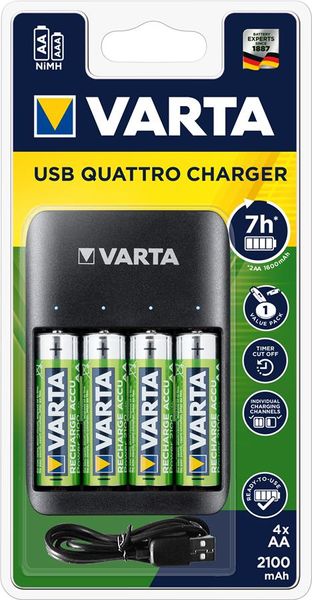 Зарядний пристрій Varta Value USB Quattro Charger + 4 AA 2100 mAh (57652101451) 57652101451 фото