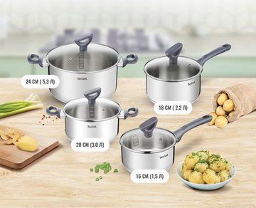 Набір посуду Tefal Daily Cook, 8 предметів, нерж. сталь (G712S855) G712S855 фото