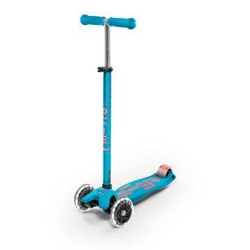 Самокат MICRO серії "Maxi Deluxe LED" &ndash; АКВА (до 50 kg, триколісний, світло) - Уцінка 100030 фото