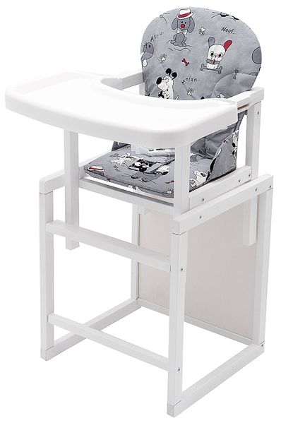 Стульчик- трансформер Babyroom Пони-240 белый пластиковая столешница серый (собачки) 625374 фото