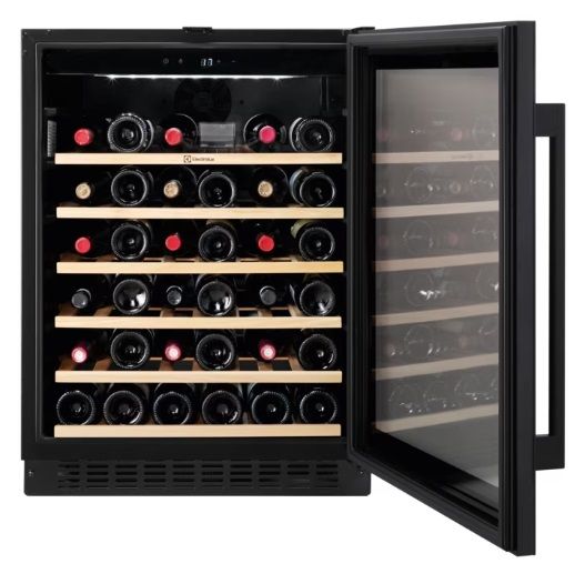 Холодильник Electrolux вбуд. для вина, 82x60х57, полок - 6, зон - 1, бут-52, ST, чорний+нерж EWUS052B5B фото