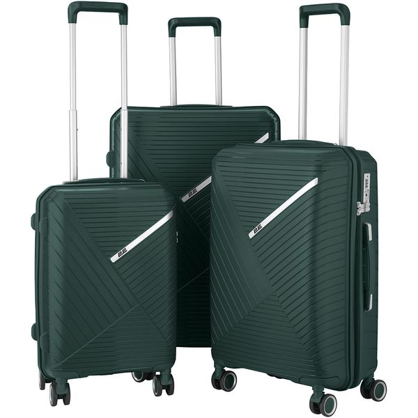 Набір пластикових валіз 2E, SIGMA,(L+M+S), 4 колеса, смарагд (2E-SPPS-SET3-EG) 2E-SPPS-SET3-EG фото