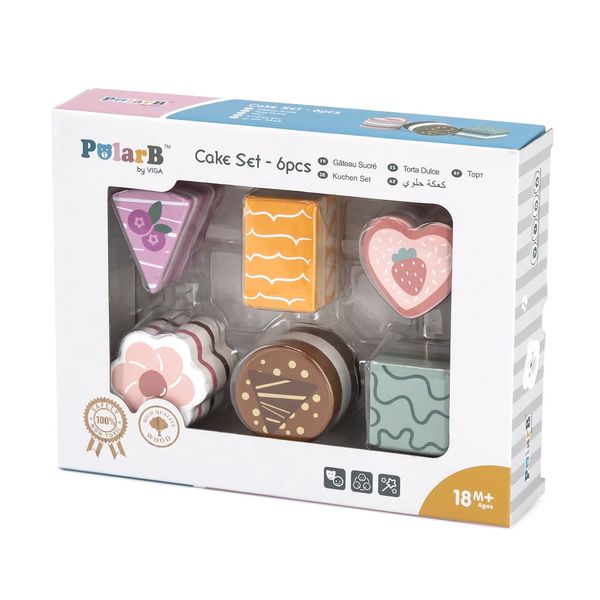 Игрушечные продукты Viga Toys PolarB Деревянные пирожные, 6 шт. (44055) 44055 фото