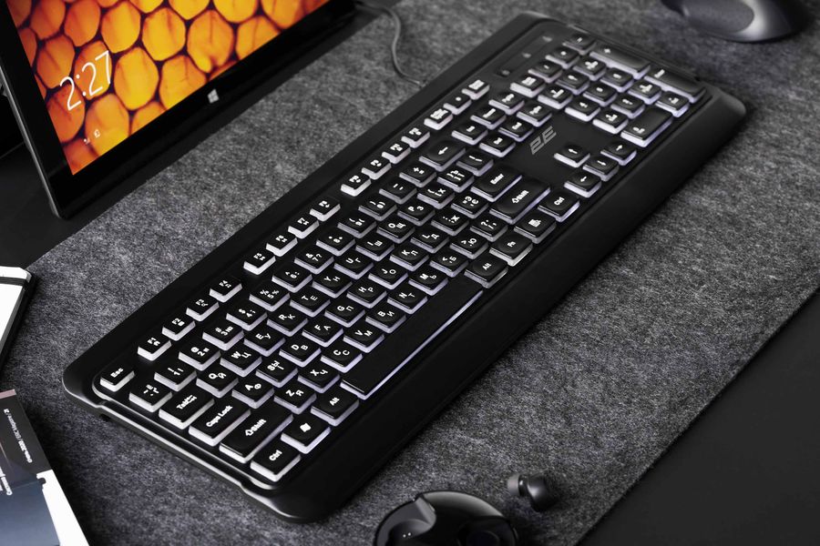Клавіатура 2E KS120 White backlight USB Black (2E-KS120UB) 2E-KS120UB фото