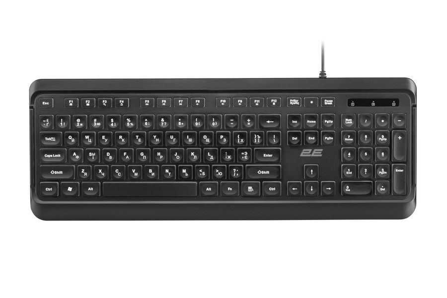 Клавіатура 2E KS120 White backlight USB Black (2E-KS120UB) 2E-KS120UB фото