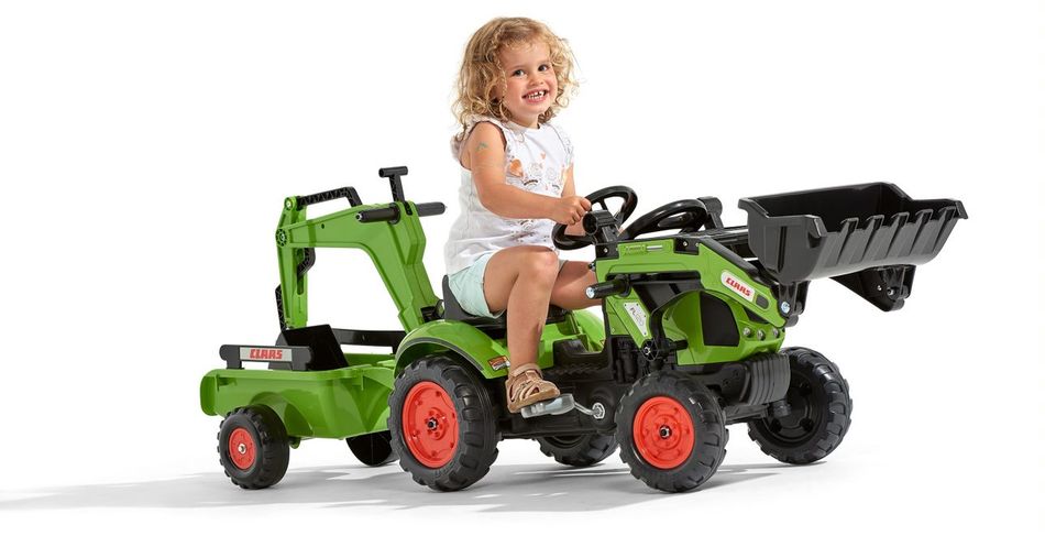 Дитячий трактор на педалях з причепом, переднім та заднім ковшами Falk CLAAS ARION (колір - зелений) (2040N) 2040N фото