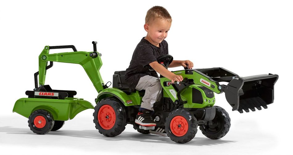 Детский трактор на педалях с прицепом, передним и задним ковшиком Falk CLAAS ARION (цвет - зеленый) (2040N) 2040N фото