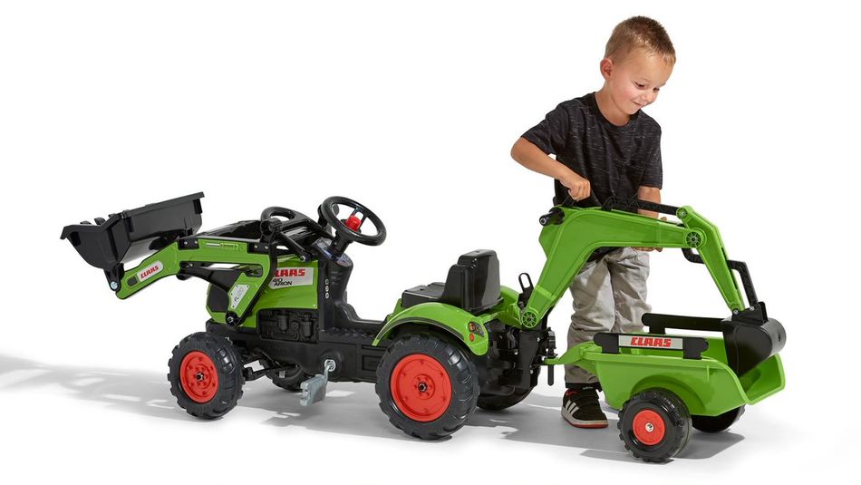 Детский трактор на педалях с прицепом, передним и задним ковшиком Falk CLAAS ARION (цвет - зеленый) (2040N) 2040N фото