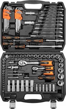 Набор инструмента Neo Tools, 150 ед., 1/2", 1/4", торцевые головки, ключи, кейс (10-210) 10-210 фото