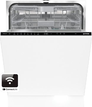 Посудомийна машина Gorenje вбудовувана, 16компл., A+++, 60см, інвертор,Wi-Fi, сенсорн.упр, 3и кошики, білий GV673C60 фото