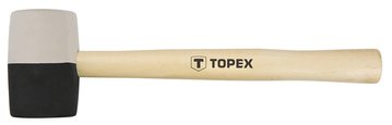 Киянка гумова TOPEX, 450г, 58мм, рукоятка дерев'яна, чорно-білий 02A354 фото