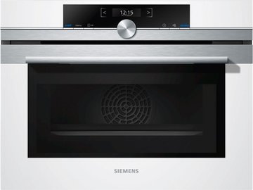 Духовой шкаф Siemens электрический компактный, 45л, A, дисплей, конвекция, ф-ция микроволн, белый CM633GBW1 фото