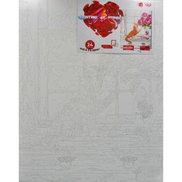 Картина по номерам "Кот с цветами" Danko Toys 40x50 см (KpNe-40х50-02-08) KpNe-40х50-02-08 фото