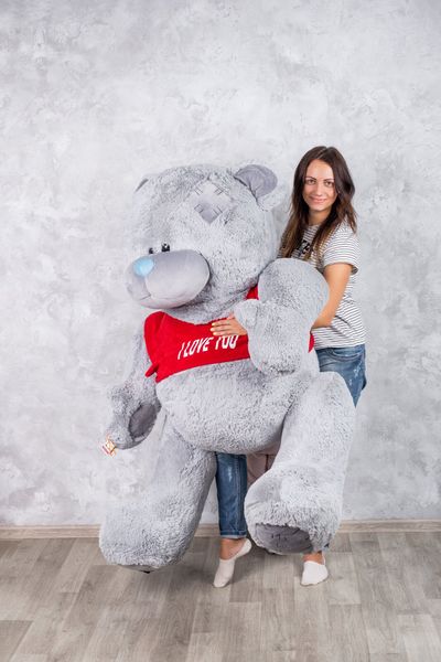 Ведмедик з латками плюшевий в футболці Yarokuz Me To You 2 метра Сірий (YK0120) YK0121 фото