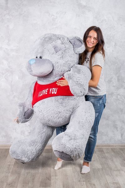 Ведмедик з латками плюшевий в футболці Yarokuz Me To You 2 метра Сірий (YK0120) YK0121 фото