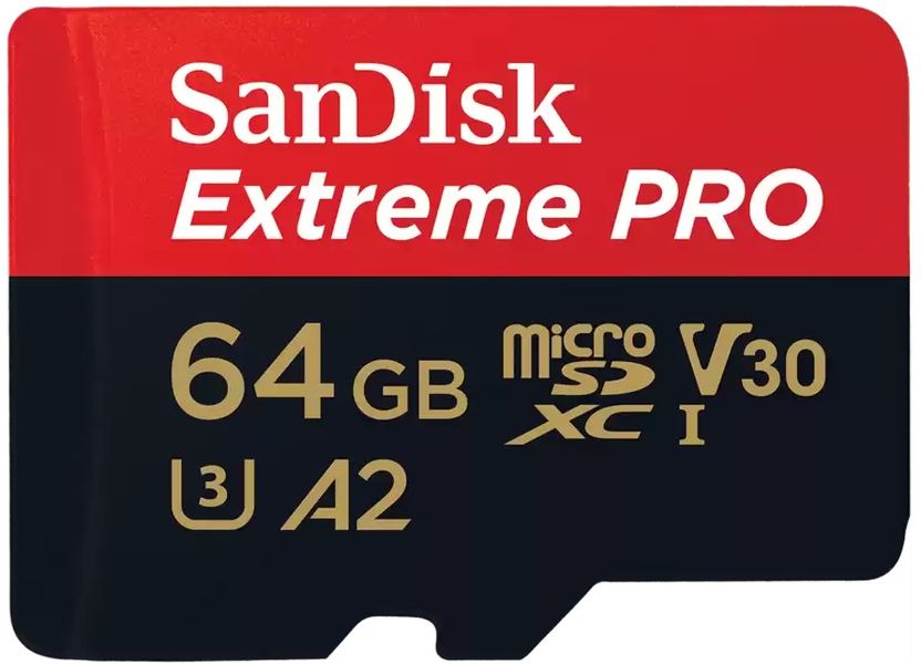 Карта пам'яті SanDisk microSD 64GB C10 UHS-I U3 R200/W90MB/s Extreme Pro V30 + SD (SDSQXCU-064G-GN6MA) SDSQXCU-064G-GN6MA фото