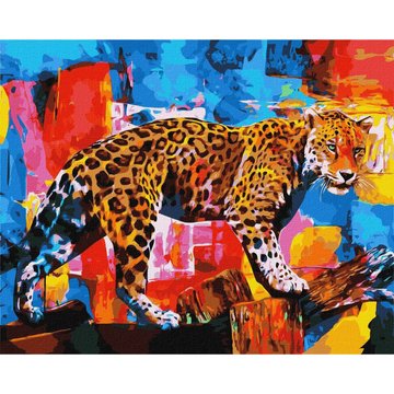 Картина за номерами "Яскравий леопард" Ідейка 40х50 см (KHO4338) KHO4338 фото