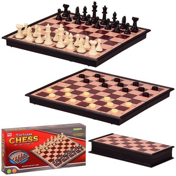 Настільна гра Шахи 2 в1, розмір дошки 24*24*2 см (3136) 3136 фото
