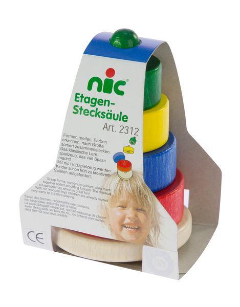 Пірамідка дерев'яна поверхова різнобарвна Nic NIC2312 - Уцінка NIC2312 фото