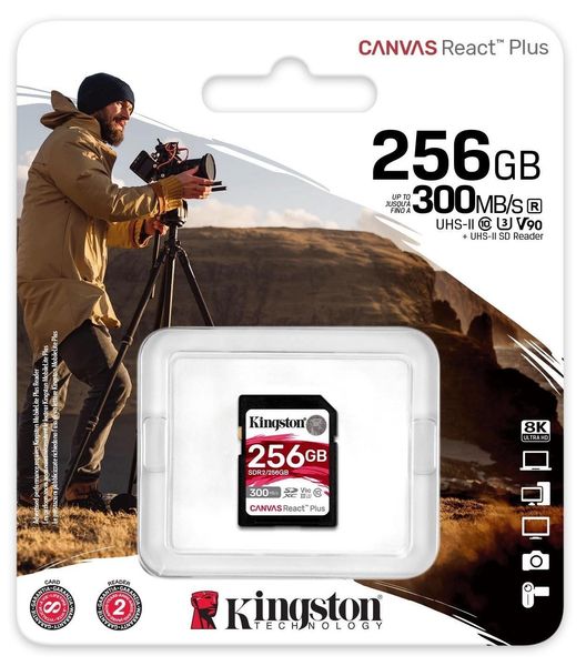 Карта пам'яті Kingston SD 256GB C10 UHS-II U3 R300/W260MB/s (SDR2/256GB) SDR2/256GB фото