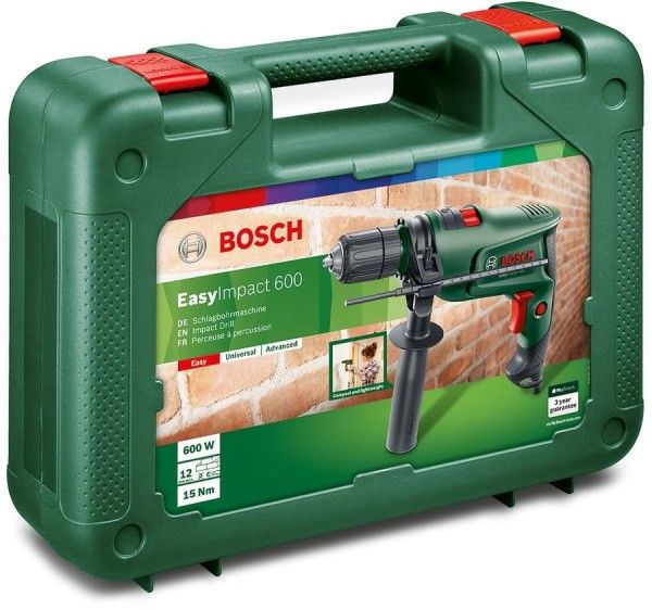 Дрель ударная Bosch EasyImpact 600, 600Вт, ШЗП, 3000 об/мин, 1.7 кг, кейс 0.603.133.020 фото