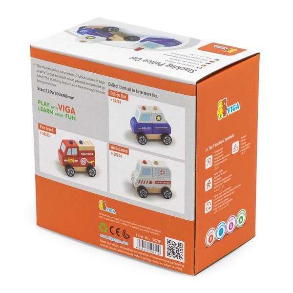 Дерев'яна пірамідка Viga Toys Поліцейська машинка (50201) 50201 фото