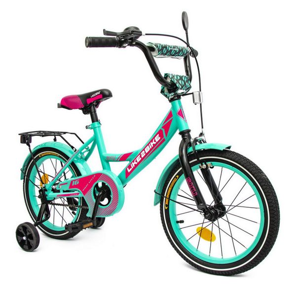 Велосипед дитячий 2-х колісний 16'' 211601 (RL7T) Like2bike Sky, бірюзовий, рама сталь, з дзвінком 211615 фото