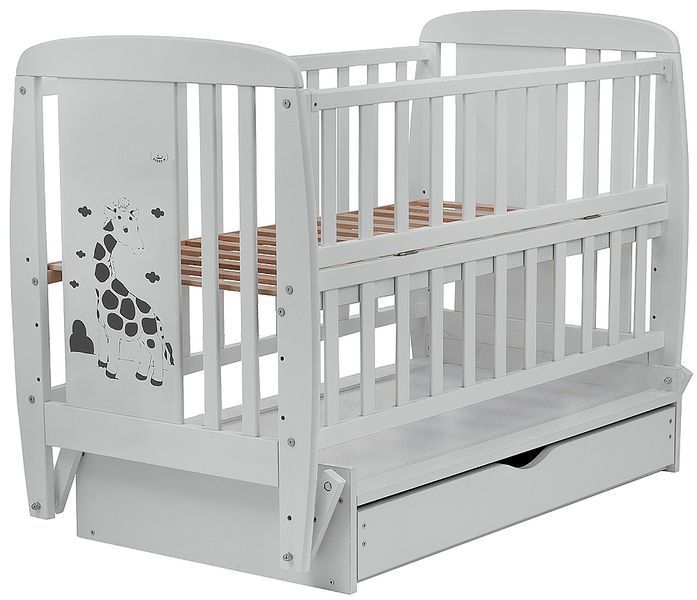 Ліжко Babyroom Жирафик маятник, ящик, відкидний бік DJMYO-3 бук сірий (625291) 625291 фото