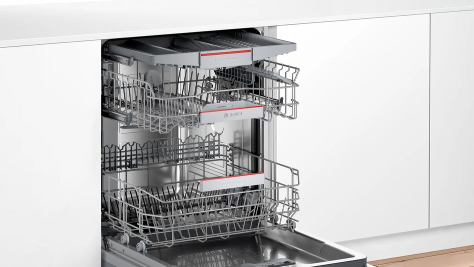 Посудомийна машина Bosch вбудовувана, 14компл., A++, 60см, дисплей, 3й кошик, білий SMV4HCX40K фото