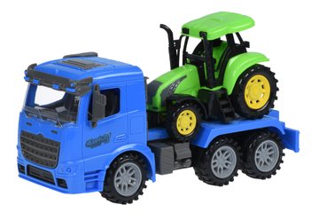 Машинка енерційна Same Toy Truck Тягач синій з трактором 98-613Ut-2 - Уцінка 98-613UT-2 фото