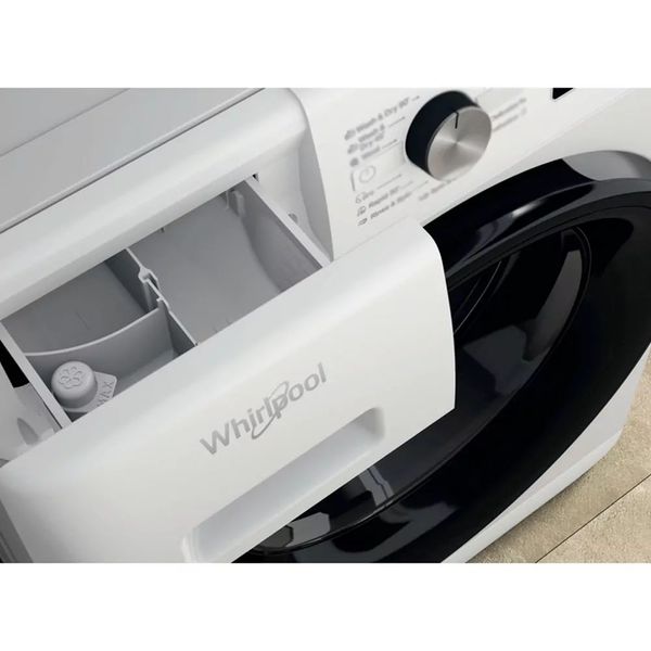 Прально-сушильна машина Whirlpool фронтальна, 8(6)кг, 1400, A, 60см, дисплей, пара, інвертор, білий (FFWDB864349BVUA) FFWDB864349BVUA фото