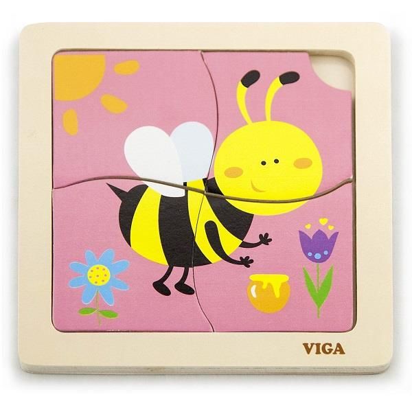Дерев'яний міні-пазл Viga Toys Бджілка, 4 ел. (50138) 50138 фото